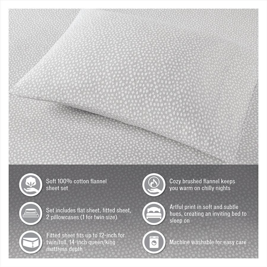 Olliix.com Sheets & Sheet Sets - 100% Cotton Flannel Printed Sheet Set Aqua Geo TN20-0281