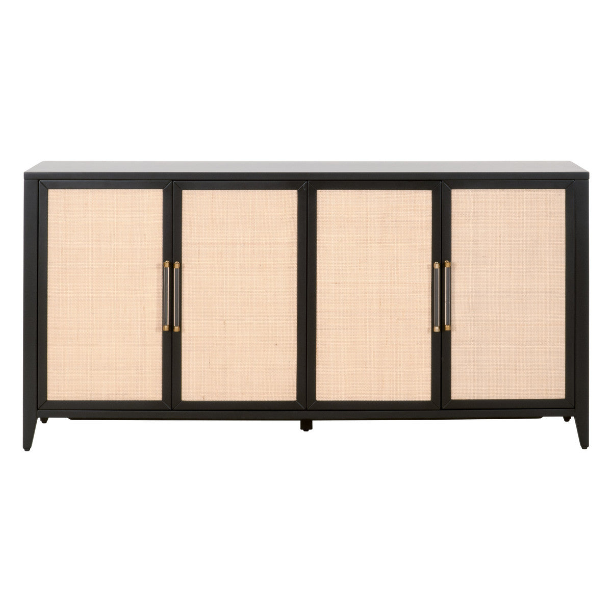 Essentials For Living Sideboards - Holland Media Sideboard Brushed Black Acacia, Natural Rattan