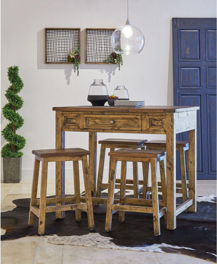 Elements Dining Sets - Abilene Kitchen Island & 4 Stools in Brown