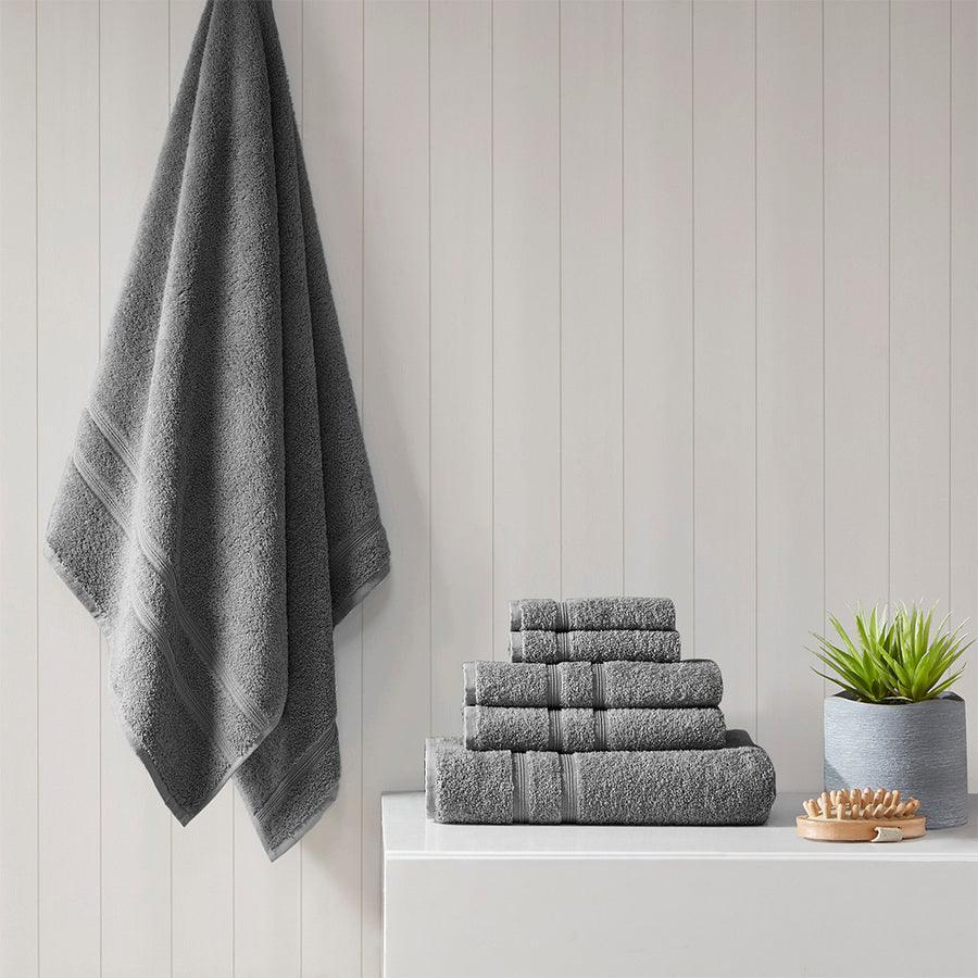 Aegean 100% Turkish Cotton 6 Piece Towel Set Charcoal, 500Gsm
