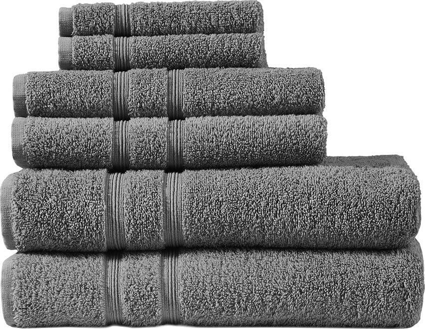 Olliix.com Bath Towels - Aegean 100% Turkish Cotton 6 Piece Towel Set Charcoal