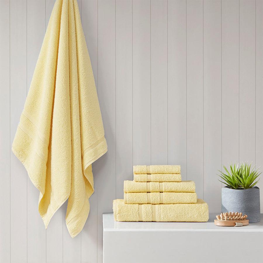 Olliix.com Bath Towels - Aegean 100% Turkish Cotton 6 Piece Towel Set Yellow