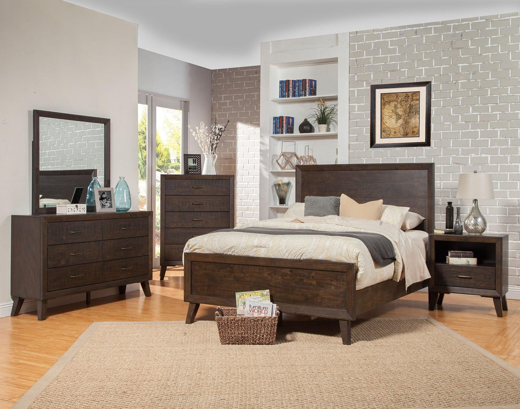 Alpine Furniture Beds - Alcott Queen Panel Bed Tobacco