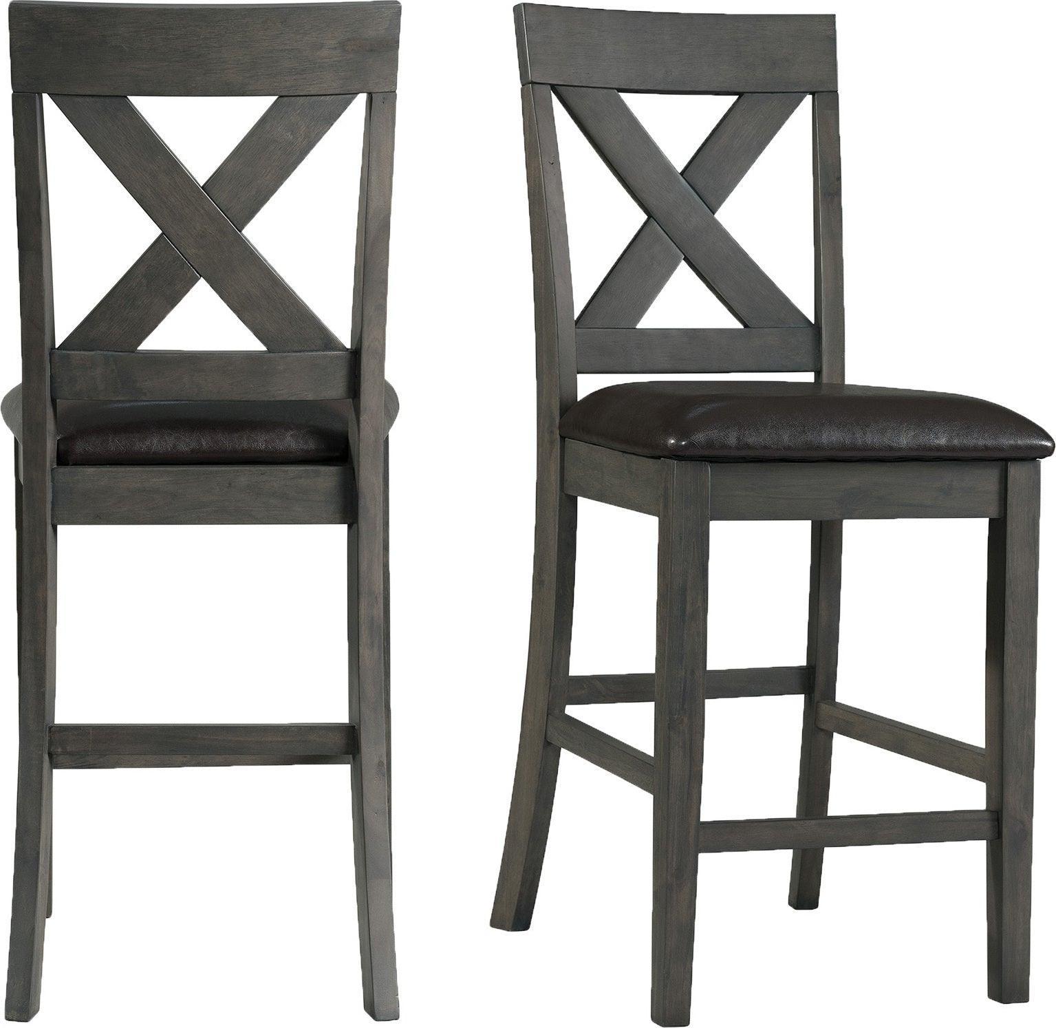 Elements Barstools - Alexa Counter Height Side Chair Set in Gray (Set of 2)