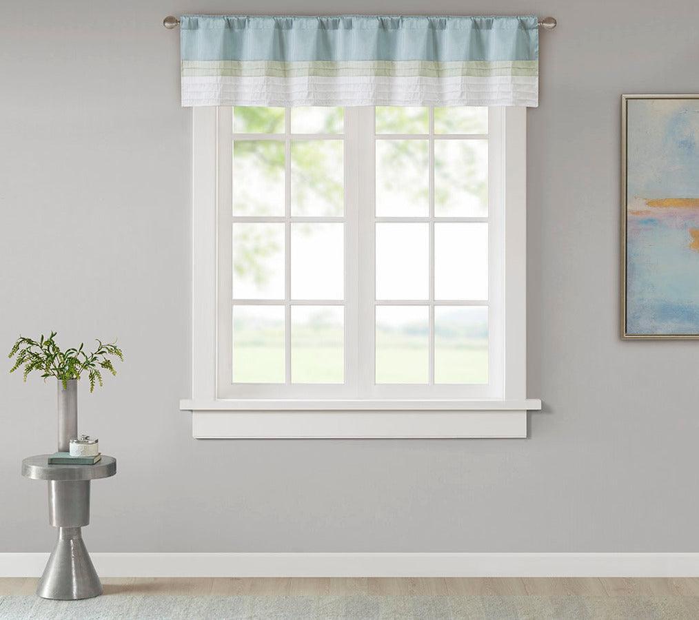 Olliix.com Curtains - Amherst Transitional Polyoni Pintuck Window Valance 50x18" Green