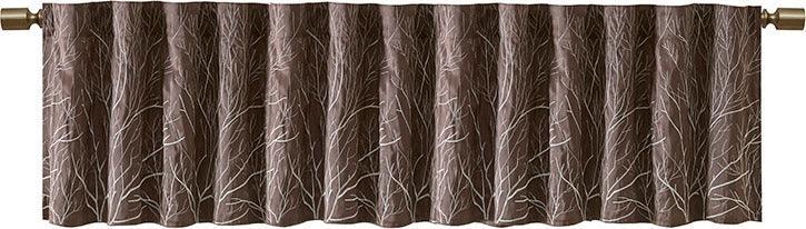 Olliix.com Curtains - Andora Transitional Faux Silk Embroidered Window Valance 50"W x 18"L Chocolate