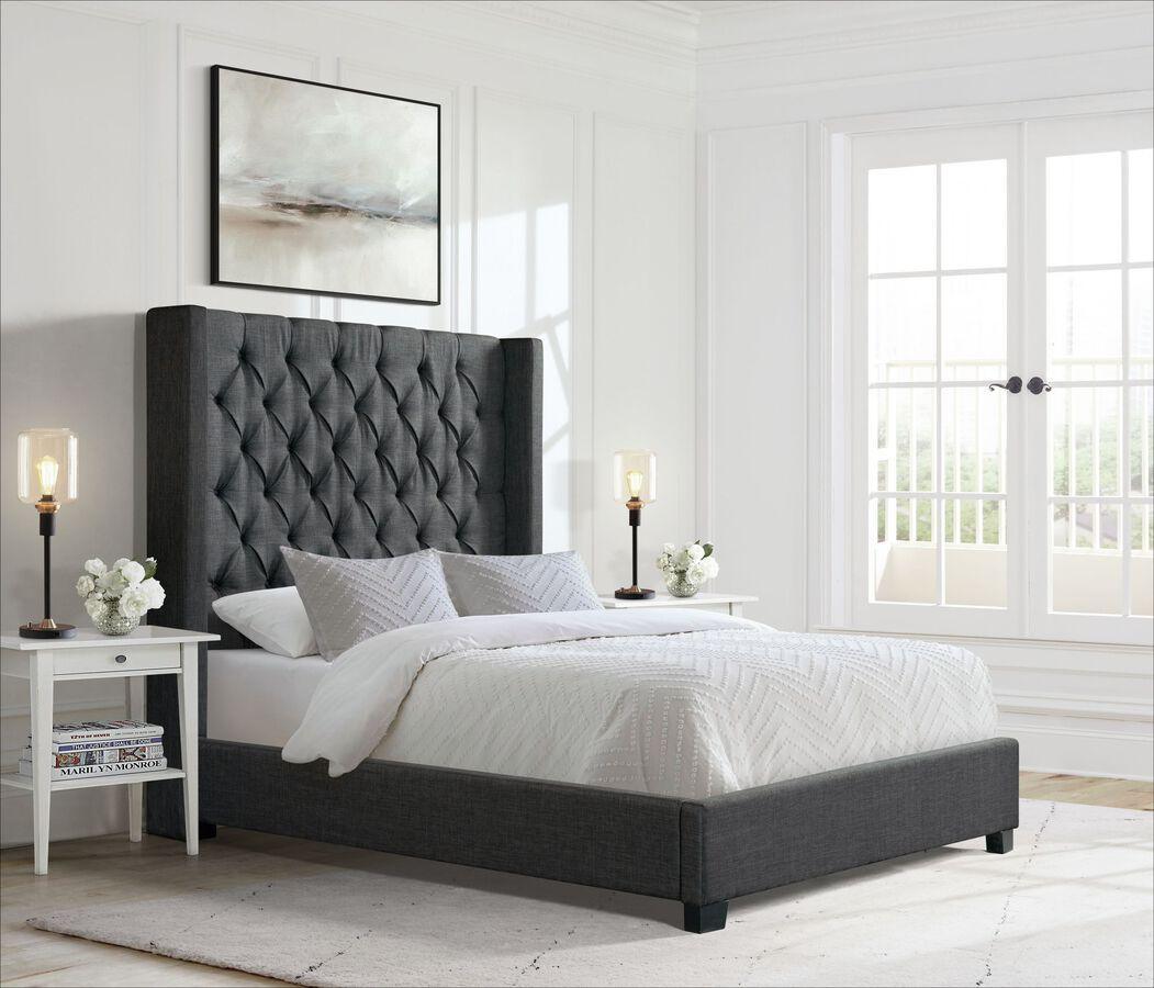 Elements Beds - Arden Queen Tufted Upholstered Bed in Charcoal