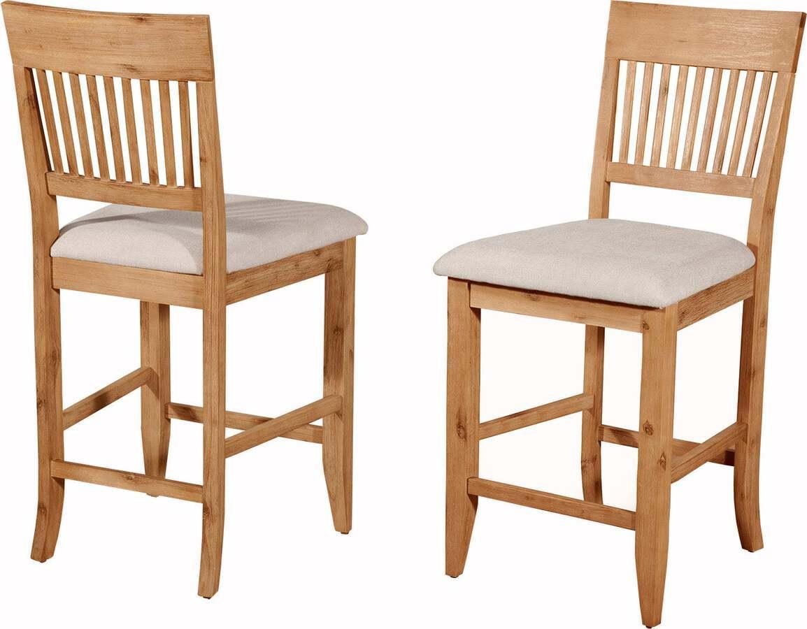 Alpine Furniture Barstools - Aspen Set of 2 Pub Chairs, Antique Natural