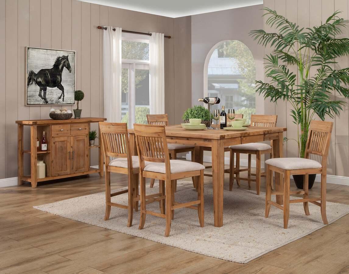 Alpine Furniture Barstools - Aspen Set of 2 Pub Chairs, Antique Natural