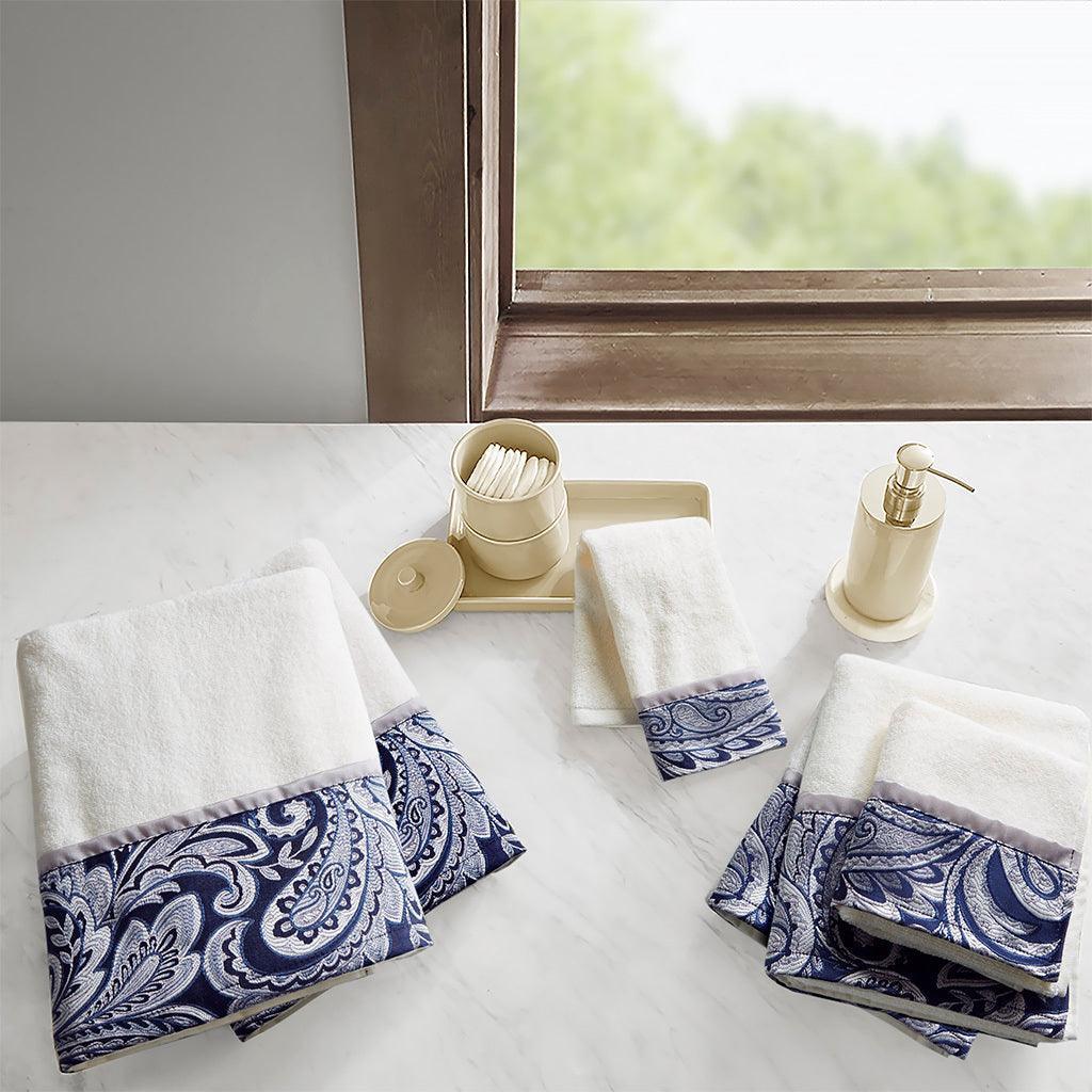 Shop Aubrey Bath Towel Navy, Bath Linens