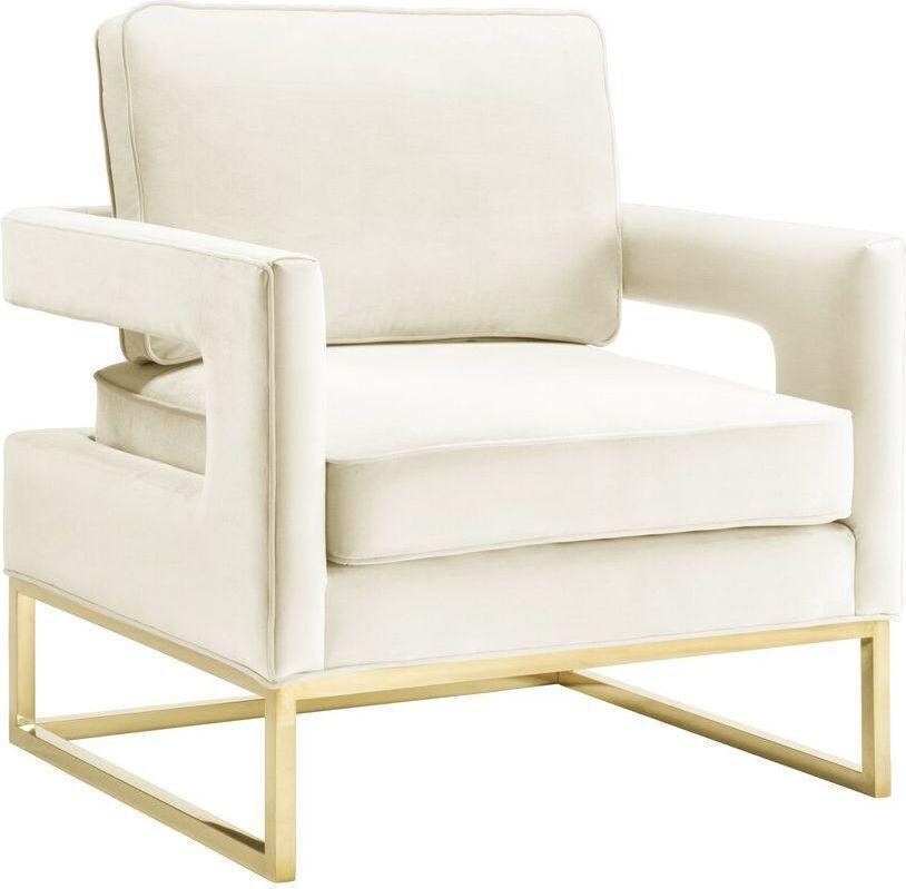 Tov Furniture Accent Chairs - Avery Velvet Chair Cream