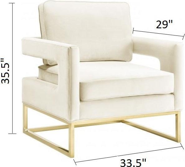 Tov Furniture Accent Chairs - Avery Velvet Chair Cream