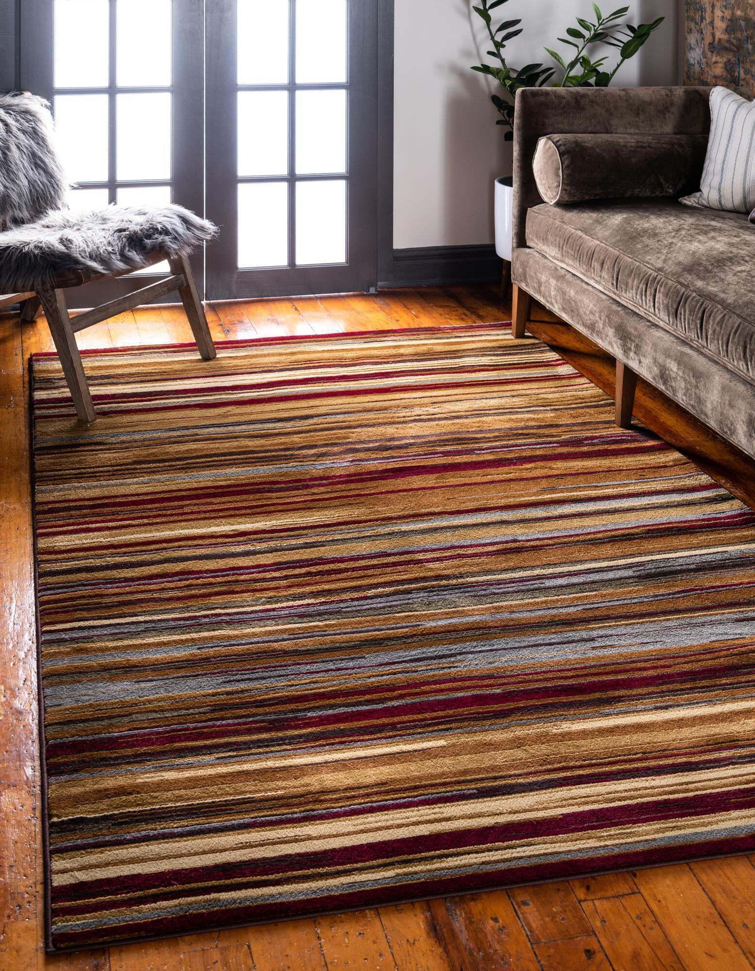 Unique Loom Indoor Rugs - Barista Striped 5x8 Rug Multicolor
