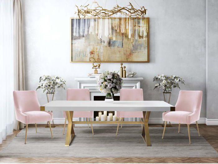 Tov Furniture Accent Chairs - Beatrix Blush Velvet Side Chair