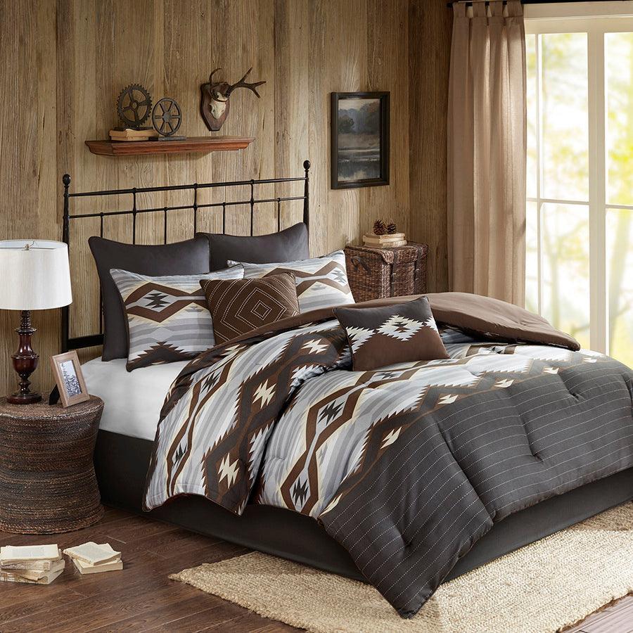 Shop Bitter Creek Lodge Cabin Oversized Comforter Set Gray & Brown, Comforters & Blankets
