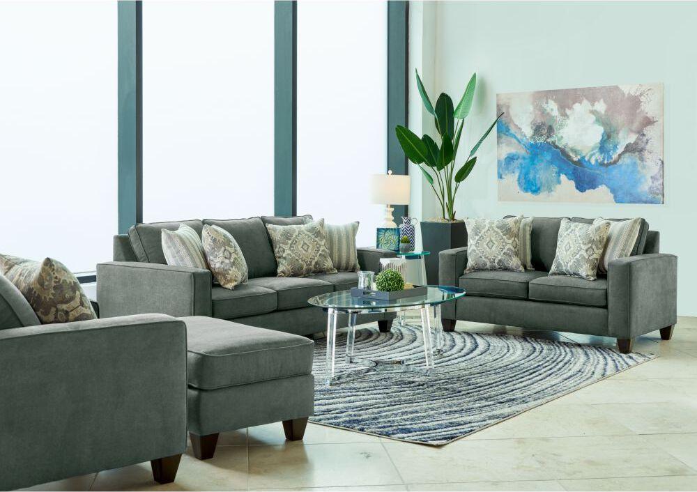 Elements Living Room Sets - Boha 3PC Set with Sofa, Loveseat, and Chair in Jessie Charcoal Charcoal