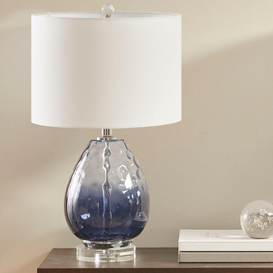 Olliix.com Table Lamps - Borel Transitional Table Lamp 14"W x 14"D x 24.25"H Dark Blue