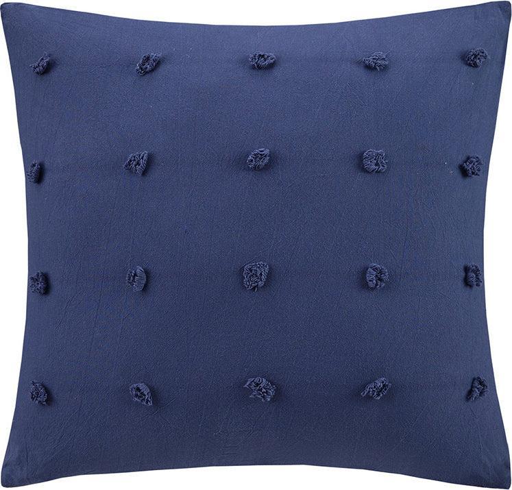 Olliix.com Pillows - Brooklyn Casual Cotton Jacquard Pom Pom Square Pillow 20"W x 20"L Charcoal