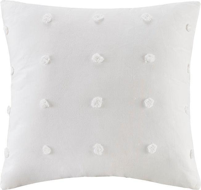Olliix.com Pillows - Brooklyn Casual Cotton Jacquard Pom Pom Square Pillow 20"W x 20"L Charcoal