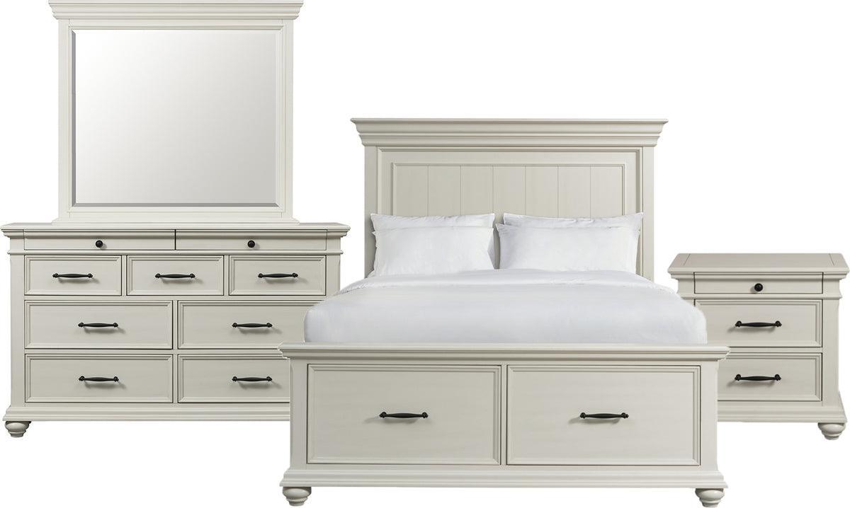 Elements Bedroom Sets - Brooks Queen Platform Storage 4Pc Bedroom Set