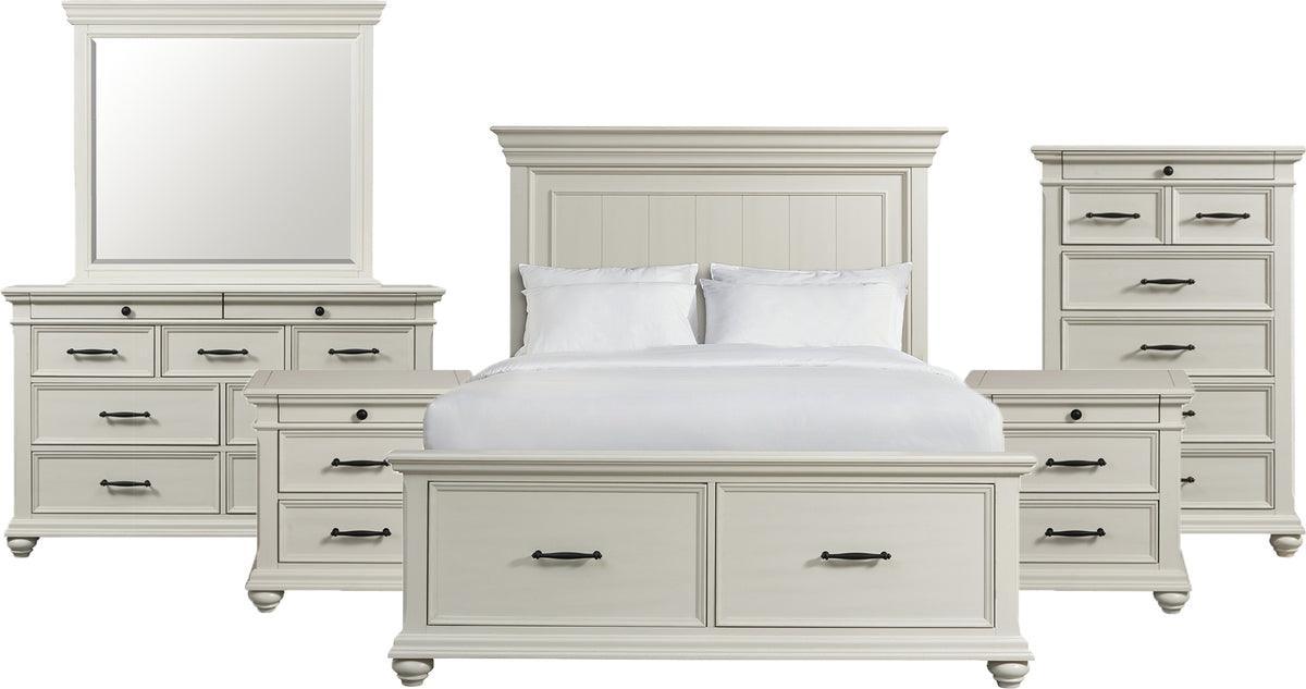 Elements Bedroom Sets - Brooks Queen Platform Storage 6Pc Bedroom Set