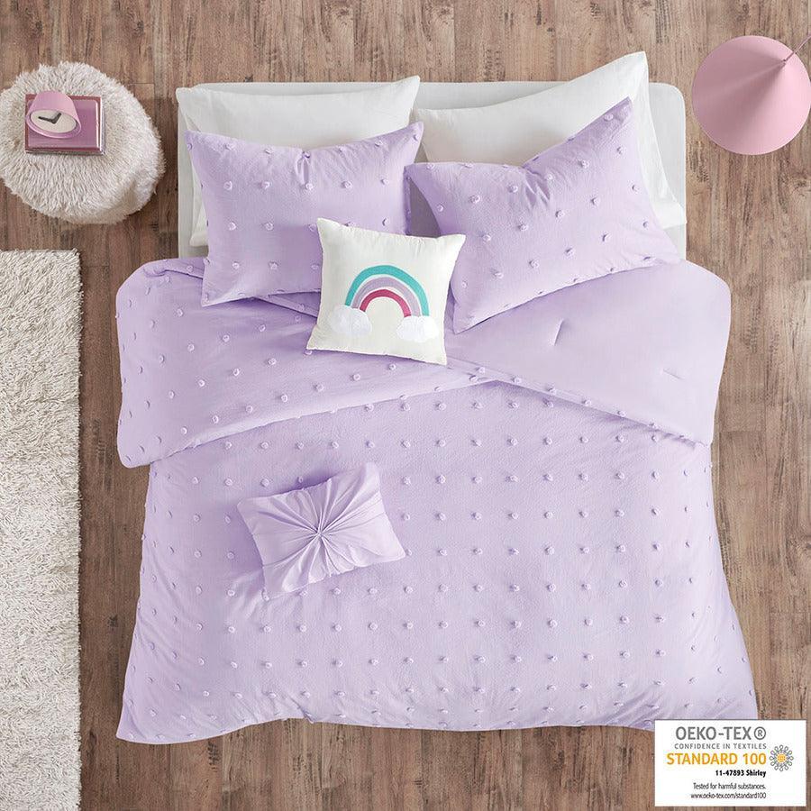Shop Callie Twin Cotton Jacquard Pom Pom Comforter Set Lavender