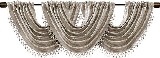 Olliix.com Curtains - Cassius Marble Jacquard Rod Pocket/Back Tab Valance Embellished Trim Silver