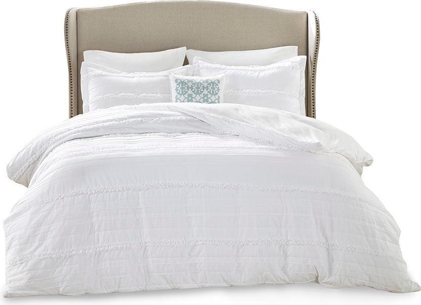 Olliix.com Duvet & Duvet Sets - Celeste Shabby Chic 4 Pc 2-in-1 Duvet Set Full/Queen White