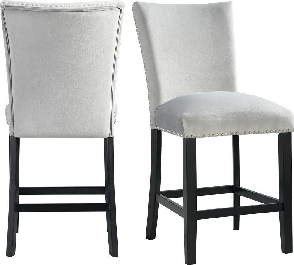Elements Barstools - Celine Gray Velvet Counter Height Chair Set Gray