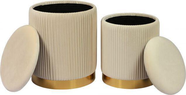 Tov Furniture Living Room Sets - Channeled Cream Velvet Storage Ottomans - Set of 2