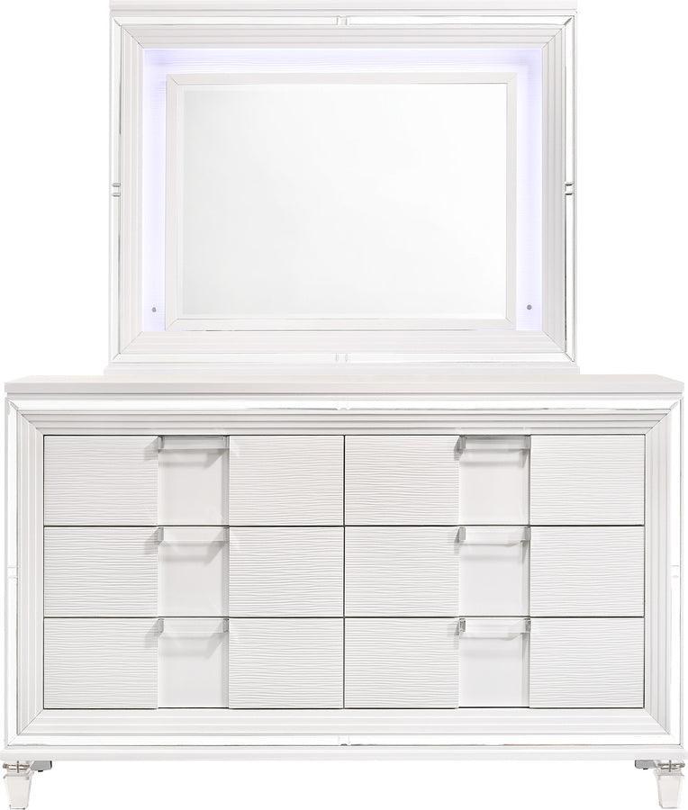 Elements Bedroom Sets - Charlotte 6-Drawer Dresser w/ Mood Lighting Mirror in White