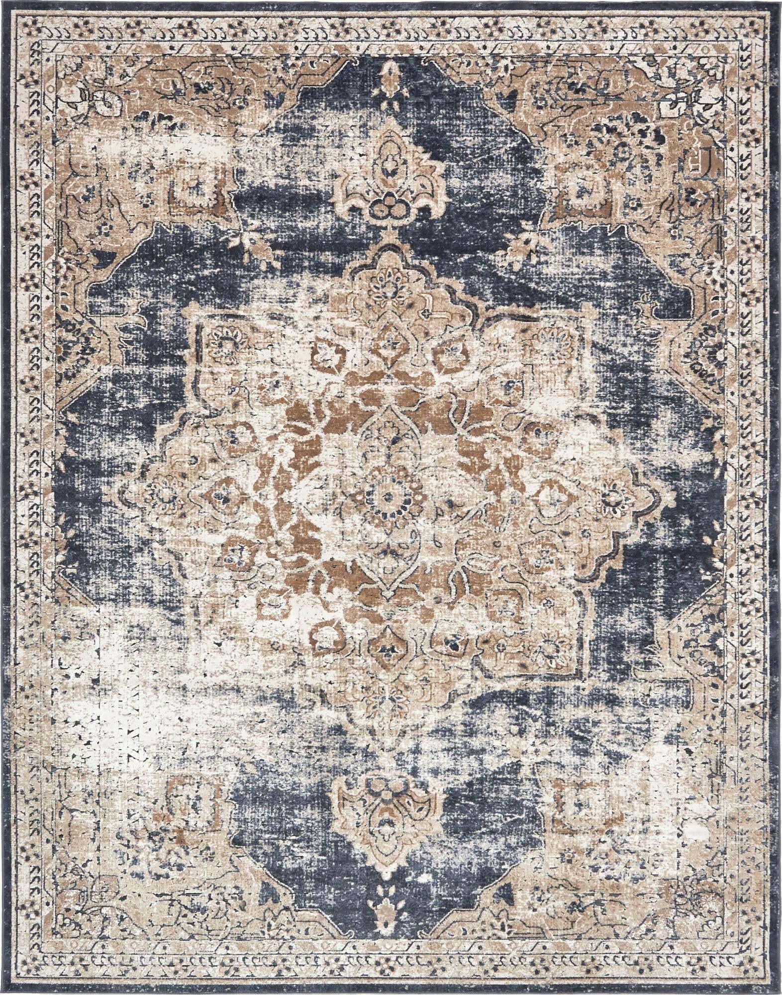 Unique Loom Indoor Rugs - Chateau 8' x 10' Rectangle Rug Dark Blue