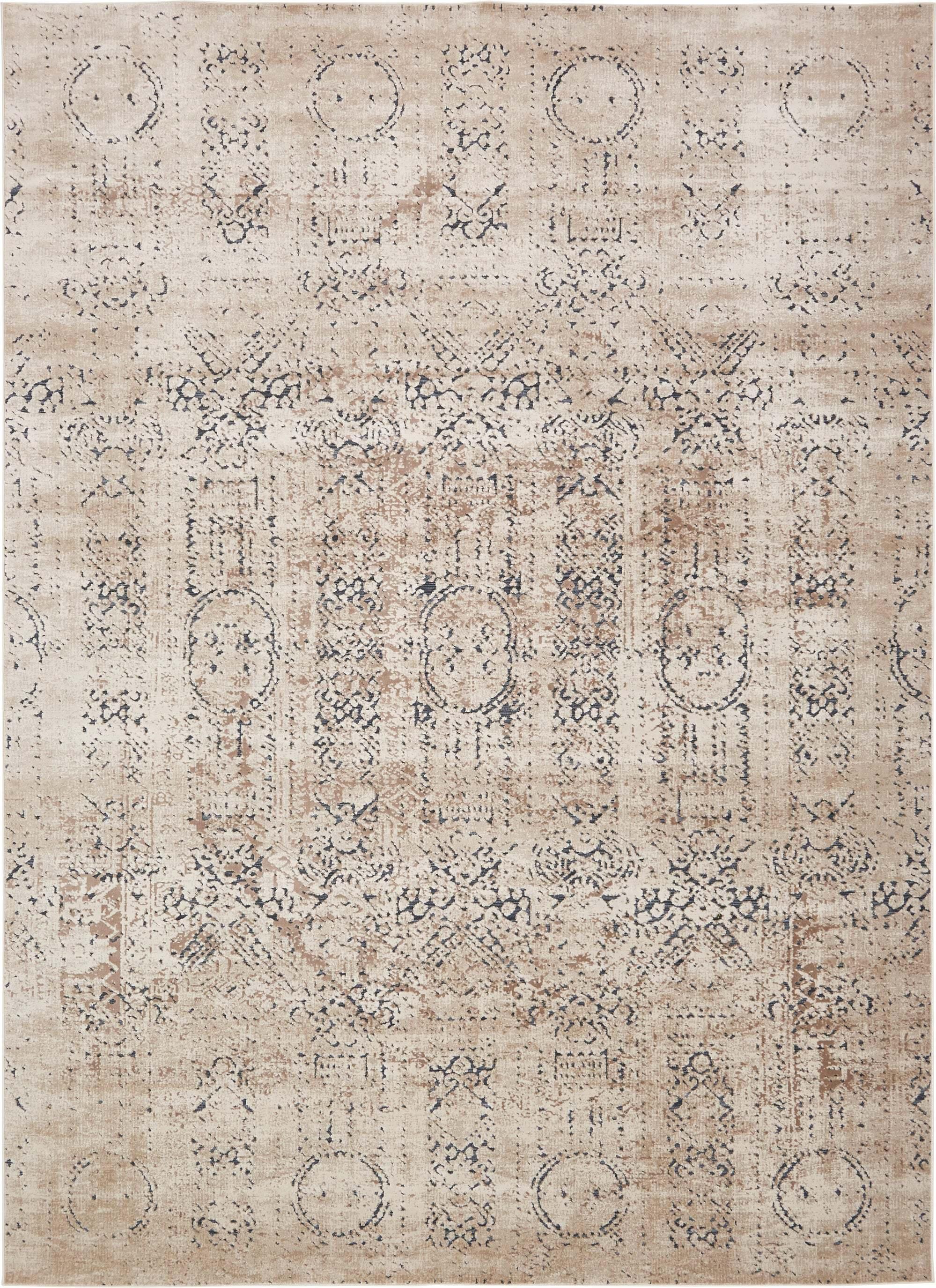 Unique Loom Indoor Rugs - Chateau Medallion Rectangular 9x12 Rug Beige & Light Brown