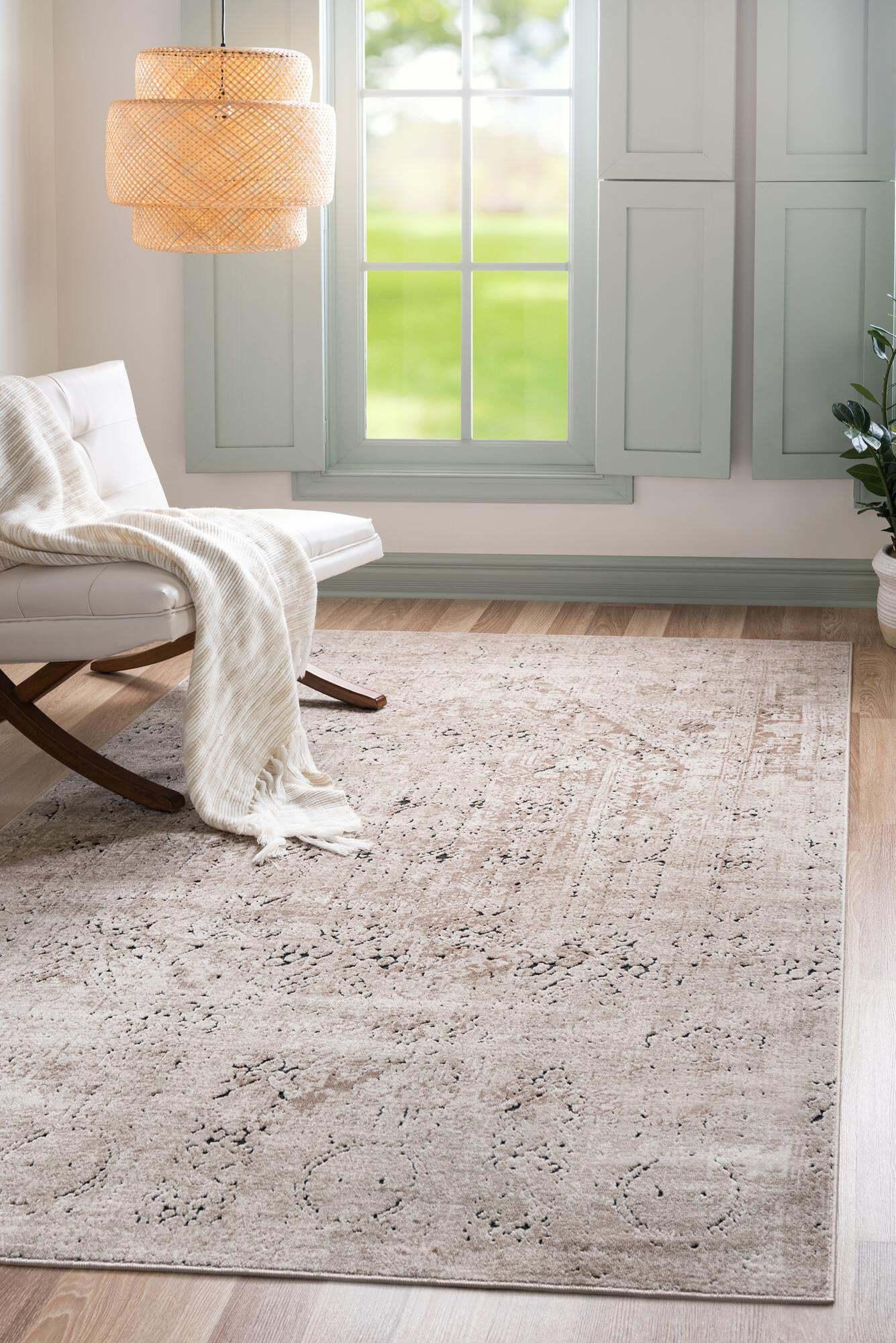 Unique Loom Indoor Rugs - Chateau Medallion Rectangular 9x12 Rug Beige & Light Brown