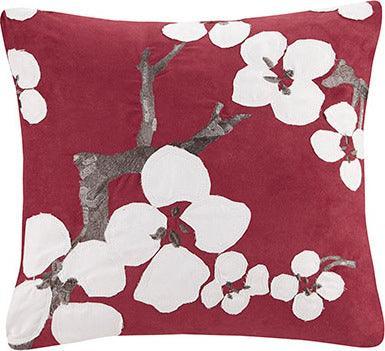 Olliix.com Pillows - Cherry Global Inspired Blossom Square Pillow 18x18" Red