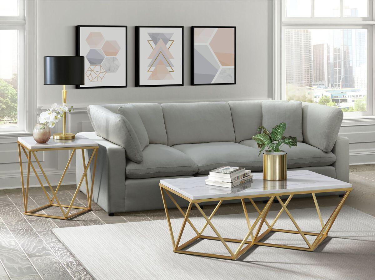 Elements Side & End Tables - Conner End Table with Gold Metal