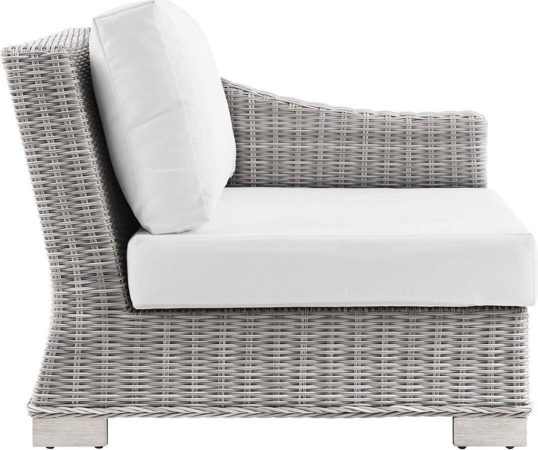 Modway Outdoor Chairs - Conway Outdoor Patio Wicker Rattan Right-Arm Chair Light Gray White