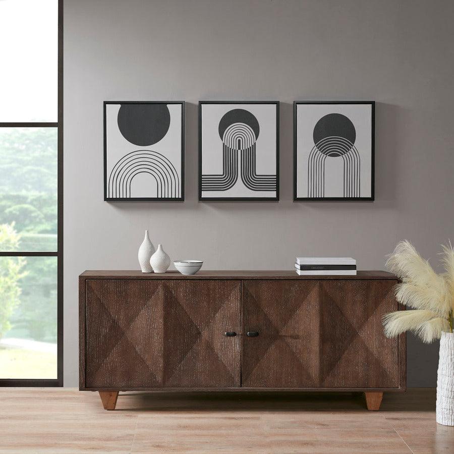 Olliix.com Wall Paintings - Cosmic Curl Framed Canvas 3 Piece Set Black & Taupe
