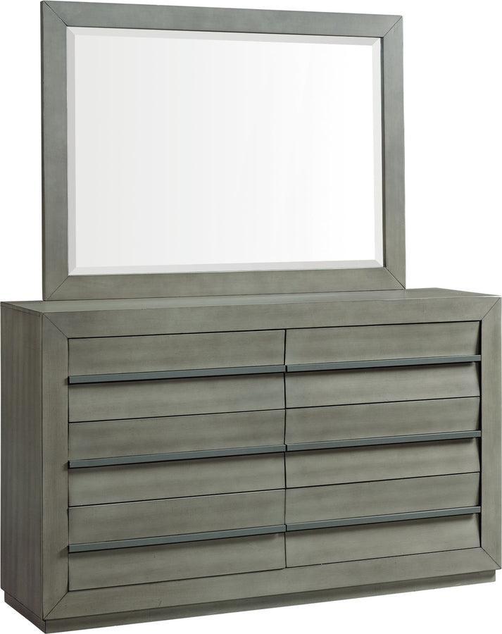 Elements Bedroom Sets - Cosmo 7-Drawer Dresser with Mirror in Grey