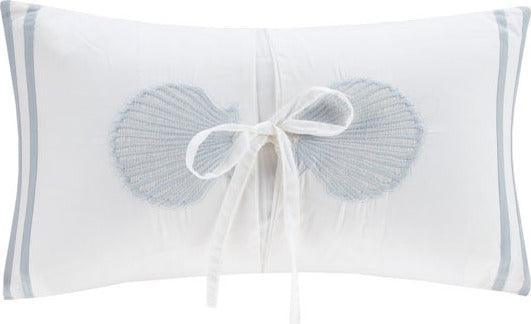Olliix.com Pillows - Crystal Coastal Beach Embroidered Oblong Pillow 12x20" White