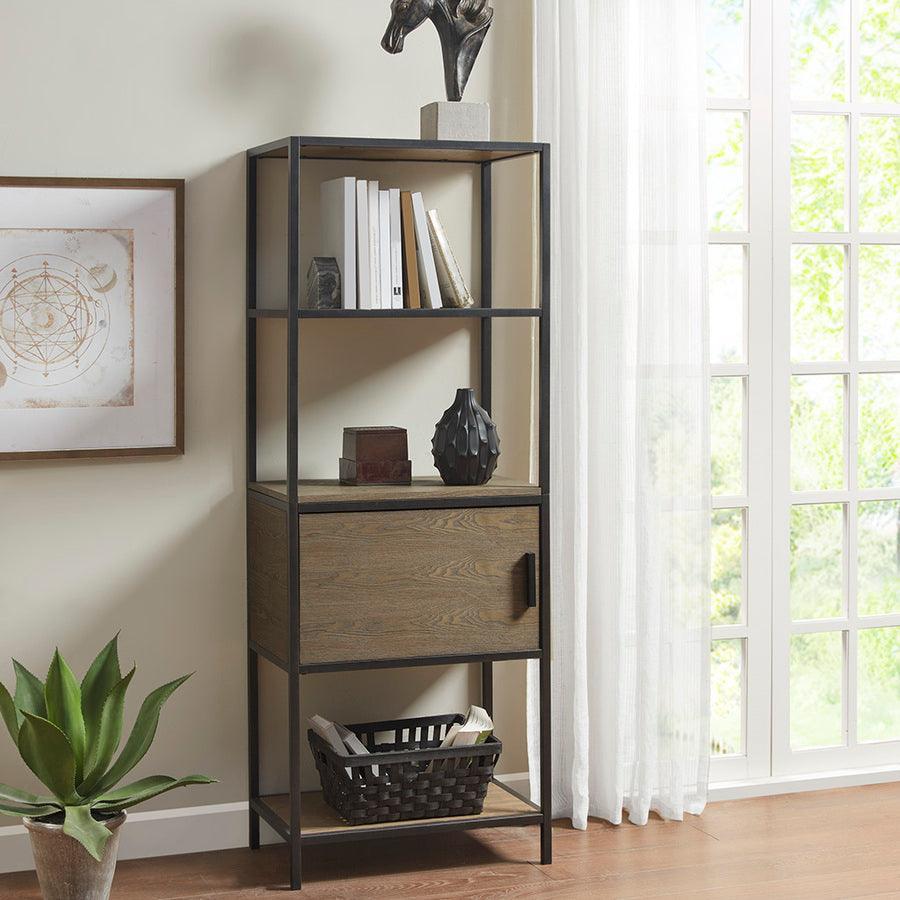 Olliix.com Bookcases & Display Units - Darley 3-Shelf Bookcase with Storage Cabinet Grey