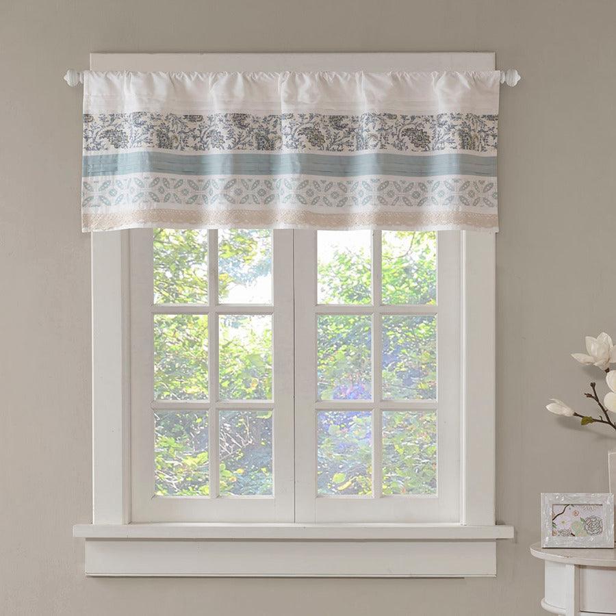 Olliix.com Curtains - Dawn Cottage Printed and Pieced Rod Pocket Valance 50x18" Blue