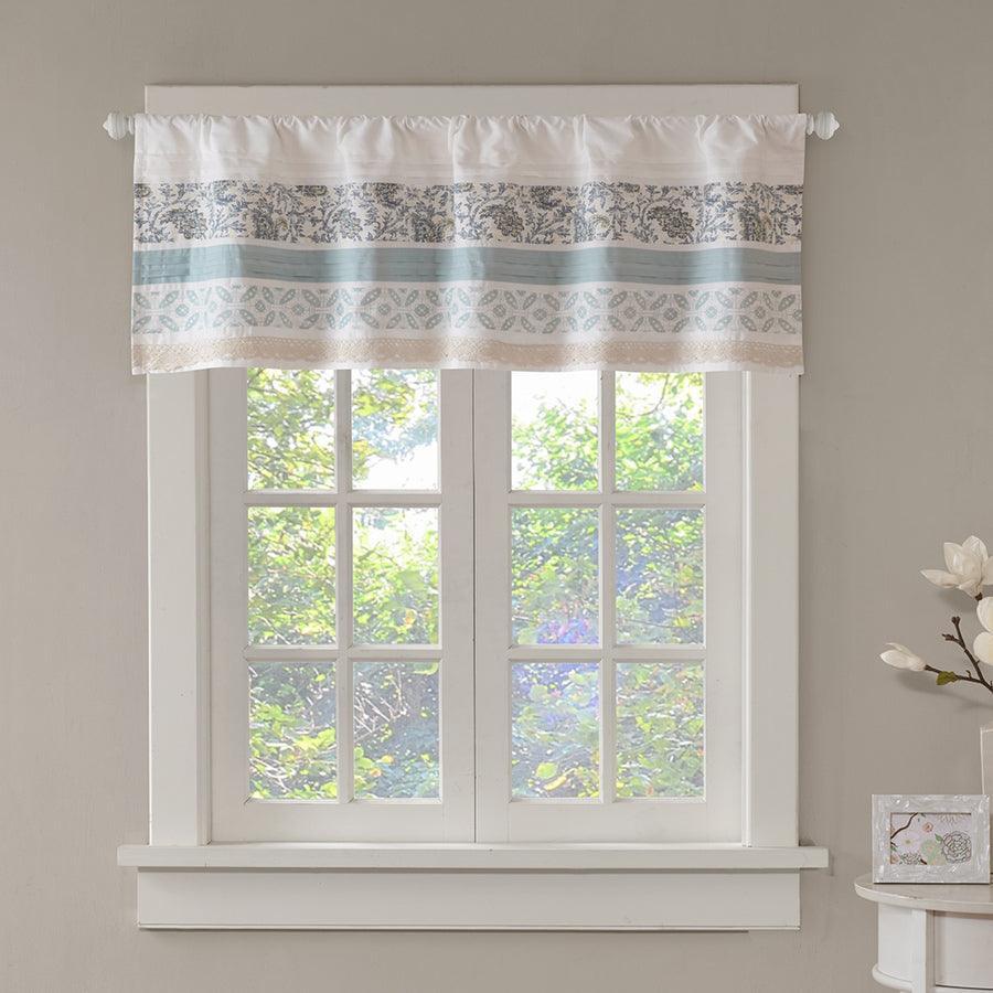 Olliix.com Curtains - Dawn Cottage Printed and Pieced Rod Pocket Valance 50x18" Blue