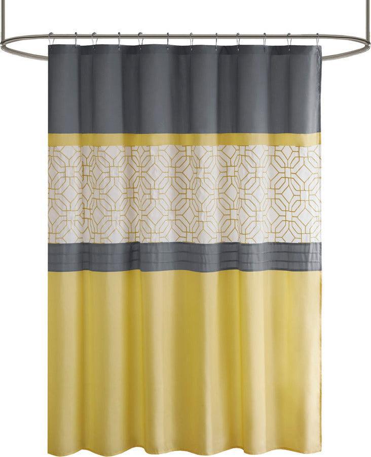 Olliix.com Shower Curtains - Donnell Embroidered and Pieced Shower Curtain Yellow & Grey