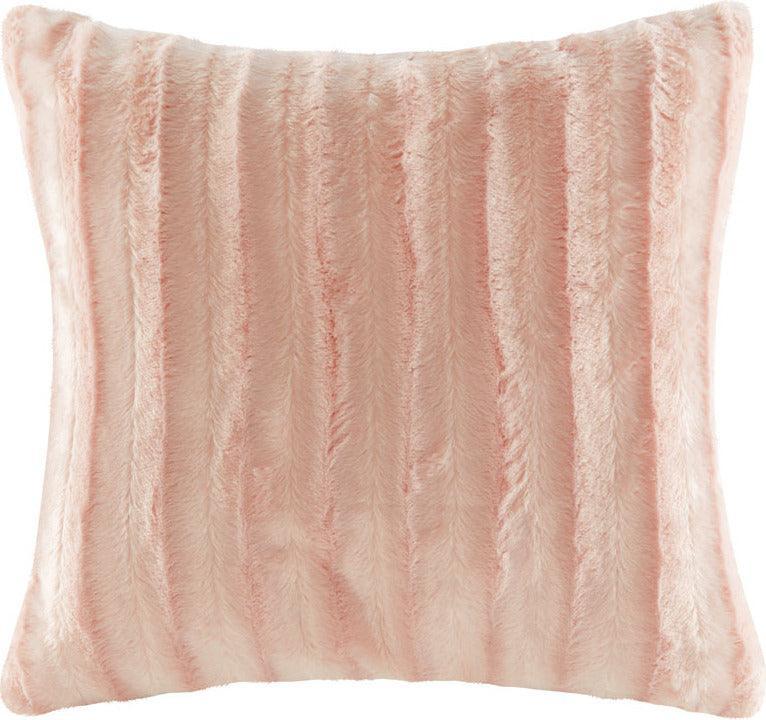 Olliix.com Pillows - Duke Modern & Contemporary Faux Fur Square Pillow 20"W x 20"L Blush