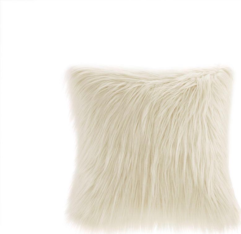 Olliix.com Pillows - Edina Contemporary Faux Fur Square Pillow 20"W x 20"L Natural