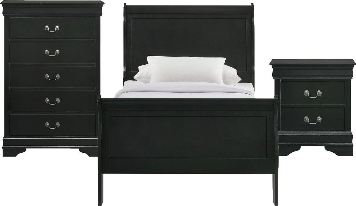 Elements Bedroom Sets - Ellington Full Panel 3Pc Bedroom Set In Black