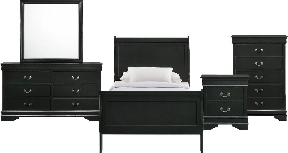 Elements Bedroom Sets - Ellington Full Panel 5Pc Bedroom Set In Black