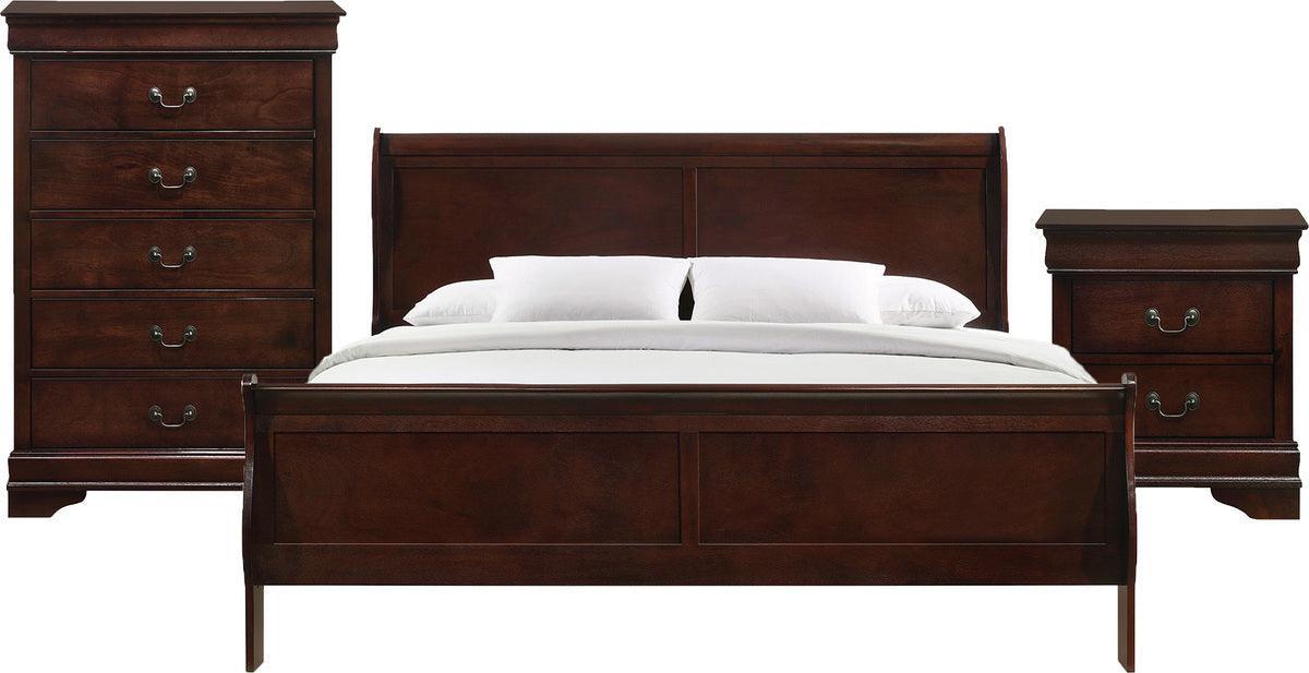 Elements Bedroom Sets - Ellington King Panel 3Pc Bedroom Set In Cherry