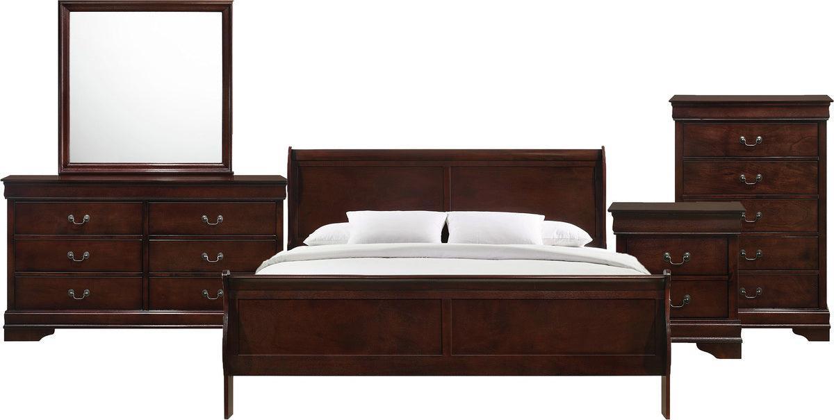 Elements Bedroom Sets - Ellington King Panel 5Pc Bedroom Set In Cherry